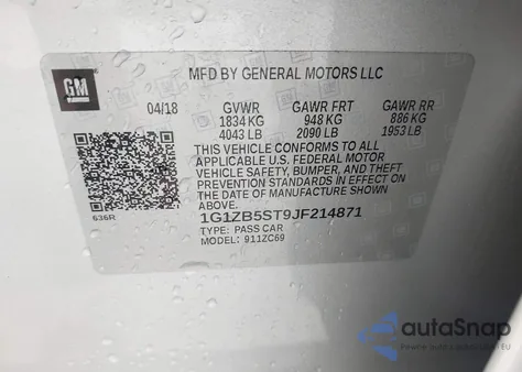 2018 Chevrolet Malibu 1Ls from USA, damaged, VIN 1G1ZB5ST9JF214871